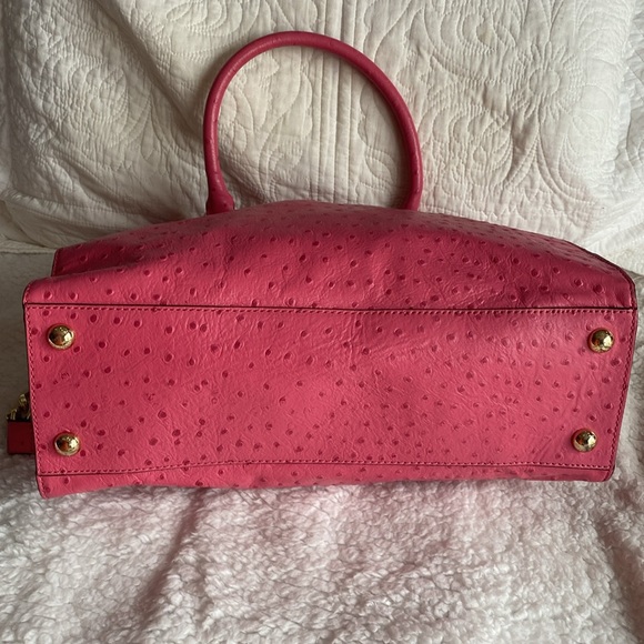 Michael Kors Pink Ostrich Embossed Leather Hamilton North South Tote - Picture 3 of 5